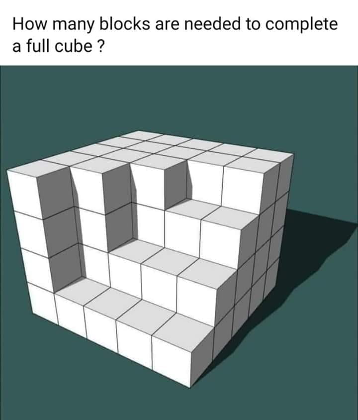 How many blocks are needed to complete a cube