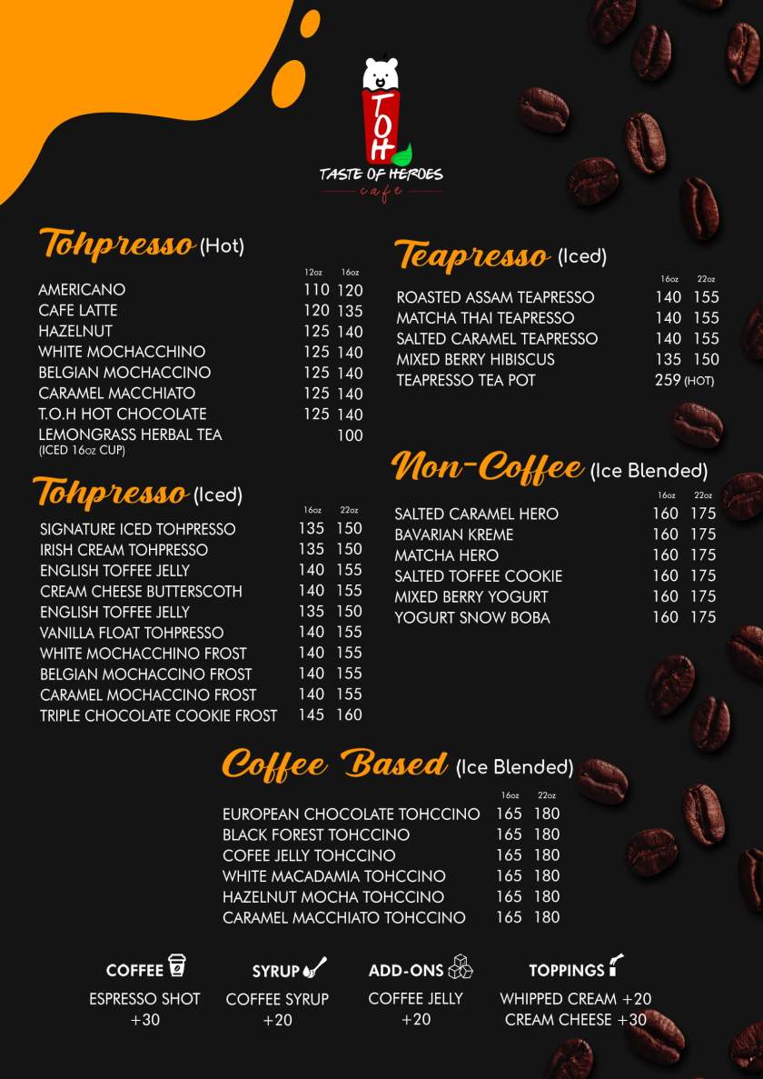 Taste of Heroes Menu